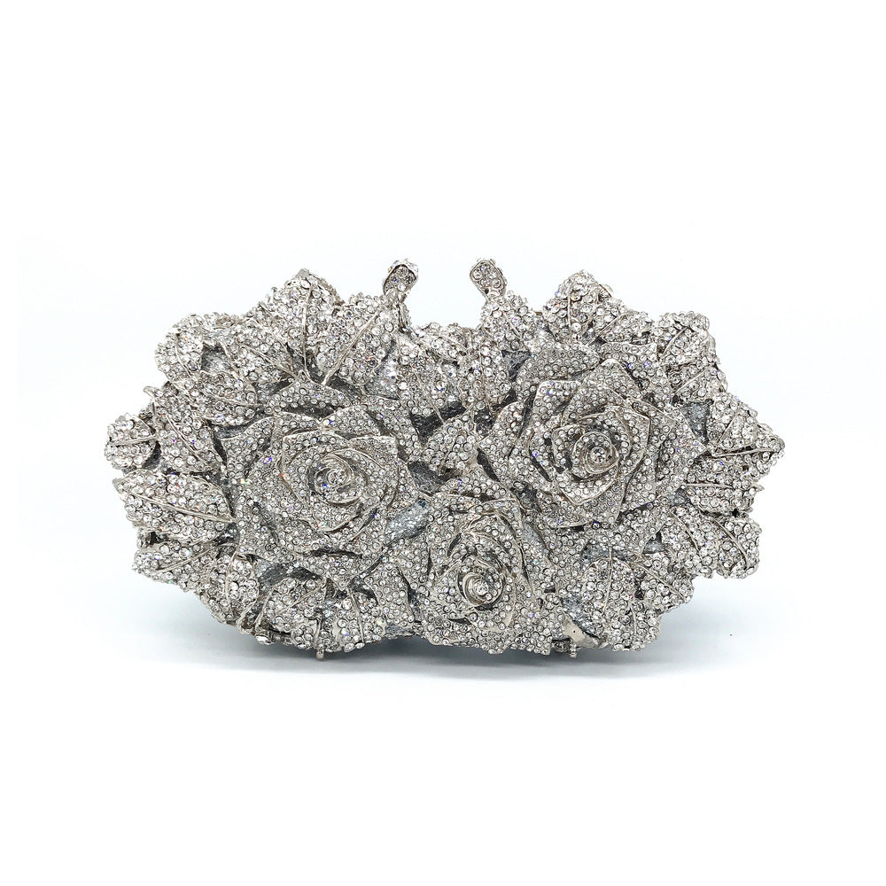Hollow Rose Diamond Dinner Bag – Luxury Evening Clutch