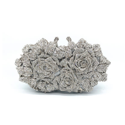 Hollow Rose Diamond Dinner Bag – Luxury Evening Clutch