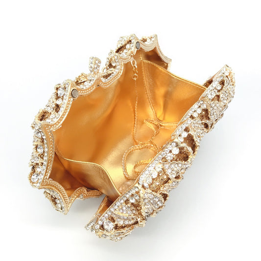 Hollow Rose Diamond Dinner Bag – Luxury Evening Clutch