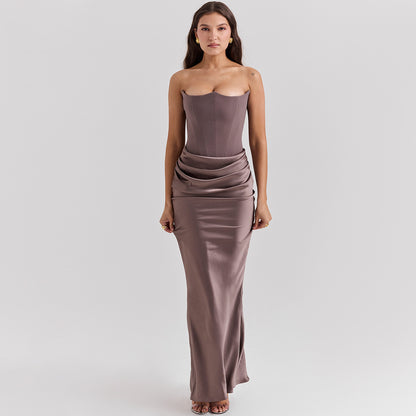 Sleek Tube Maxi Dress — Bandeau Party Gown