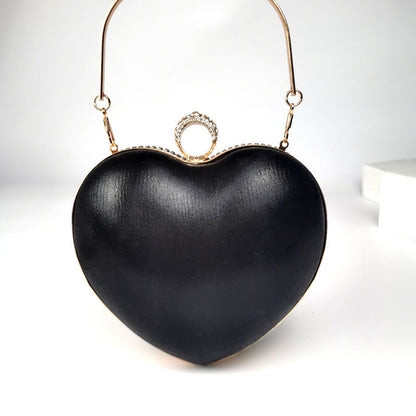 Crystal Heart Tassel Evening Bag - Heart-Shaped Evening Clutch