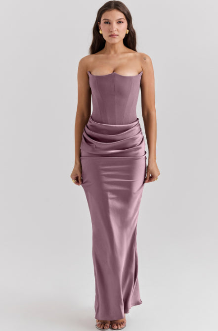 Sleek Tube Maxi Dress — Bandeau Party Gown