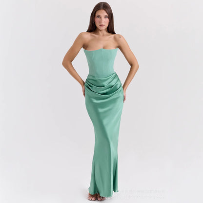 Sleek Tube Maxi Dress — Bandeau Party Gown