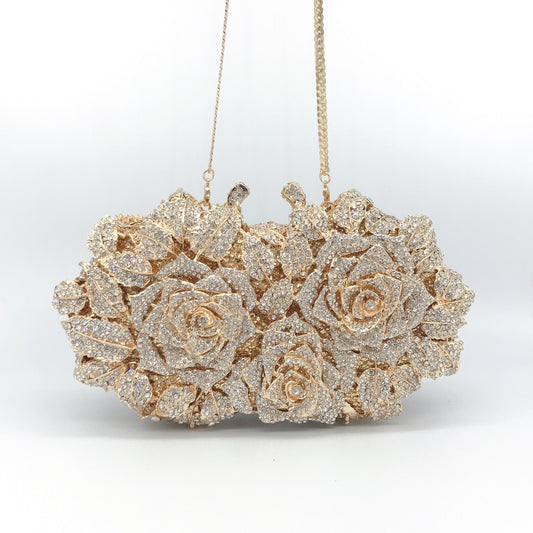 Hollow Rose Diamond Dinner Bag – Luxury Evening Clutch