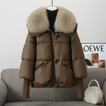 Women’s Short Padded Winter Jacket — Fur Collar Warm Coat