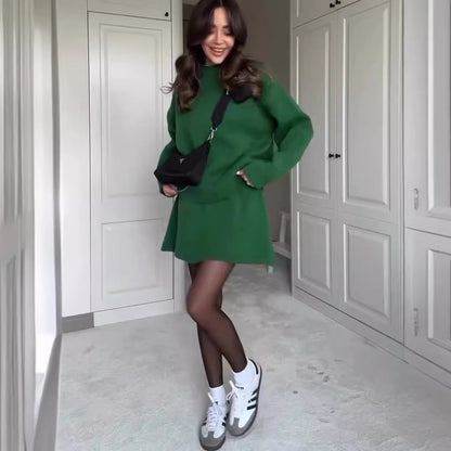 Women's Knit Sweater & Mini Skirt Set – 2-Piece Cozy Casual Outfit