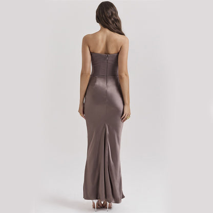 Sleek Tube Maxi Dress — Bandeau Party Gown