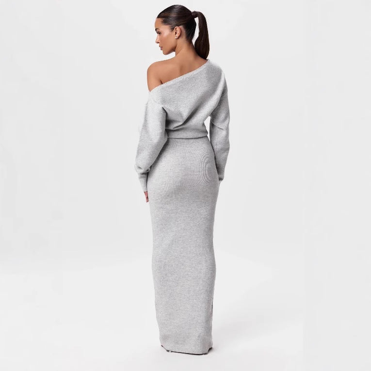 Off-Shoulder Knitted Bodycon Dress